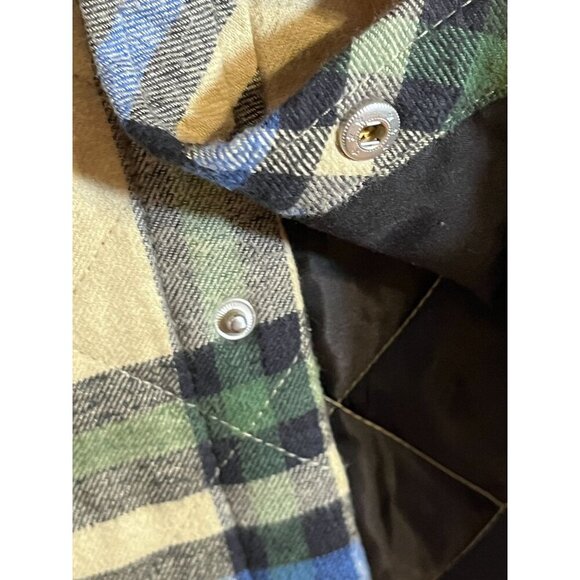 Urban Outfitters Shirt Men L Khaki Check Quilted Chore Barn Plaid Preppy Flannel - Picture 8 of 10